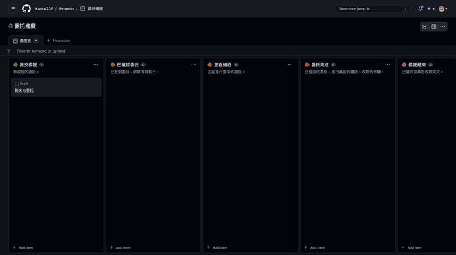 如何透過 GitHub 的 Projects 功能，來協助專案管理的執行（以委託繪師為例） · 乾太